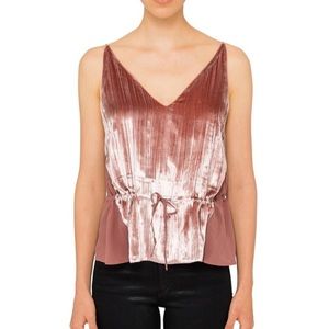 J Brand Lucy Velvet  Peplum Cami Deep blush tank M